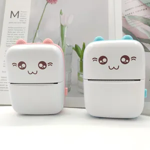 Offre Spéciale de haute qualité Mini imprimante thermique portable de chat de sourire de dessin animé avec des imprimantes de photos d'étiquettes en rouleau de papier