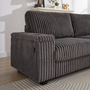 110-Inch Oversized Corduroy Convertible L-Shaped Corner Sofa Set with Two <b>Storage</b> Spaces <b>USB</b>-C Port Cup Holder - Product Image 5