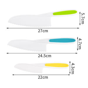 Juego de cuchillos de plástico para frutas, 3 piezas, con cuchillas de seguridad para cortar verduras, pasteles y pan, fácil de limpiar, solo lavar a mano. - Product Image 3
