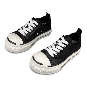 QIFON Japanese <b>Style</b> Men's Casual Shoes Horse Leather Canvas Big <b>Head</b> Thick Bottom Niche Trendy Vulcanized Shoes Genuine Leather - Product Image 4