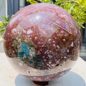 CrystalHola Sphère artisanale en jaspe océanique véritable de 8-8,5 cm – Figurine de cristal de guérison pour la décoration intérieure et les cadeaux d'affaires - Product Image 1