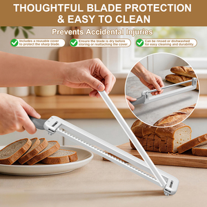 Cortador de Pan Ajustable Manual con Guía de Grosor, Cuchillo para Pan de Levadura con Hoja Dentada de Acero Inoxidable - Product Image 6