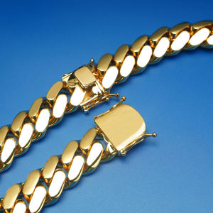 Vòng cổ choker bán buôn vàng <span class=keywords><strong>18k</strong></span>, dây chuyền vàng kiểu Cuban Link đặt làm riêng, dây chuyền Miami Cuban vàng 24k, dây chuyền Miami Cuban 20mm - Product Image 3