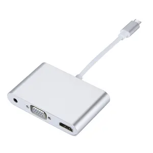 USB نوع-C إلى HDMI VGA 3.5mm Audio Hub 3 في 1 مهايئ متعدد الموانئ
