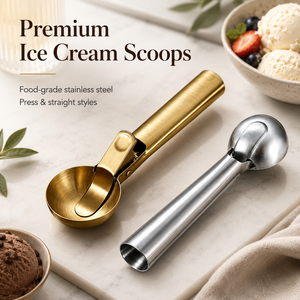 Stainless Steel Ice Cream Scoop Spoon Gold Plated Minimalist Design Long Handle Durable Serving Spoon Mirror Polish - Product Image 6