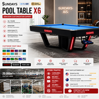 Table de billard SUNDAYS de haute qualité, 9 pieds, avec plateau en ardoise naturelle, base en fer, logo personnalisé