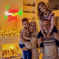 Letrero LED de Neón Personalizado al por Mayor, Colorido y Regulable, con la Frase 'Feliz Año Nuevo', Luz de Pared para Fiestas, Decoración Navideña para Celebrar el Año Nuevo