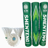 Balles de badminton SHENTENG NO 5, 12 pièces - Utilisation en compétition en intérieur et en extérieur - Plumes d'oie durables