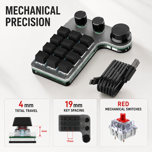 Clavier mécanique miniature programmable SIKAI avec 12 touches et 3 boutons, clavier à macros USB-C filaire RGB pour la modification de raccourcis, le bureau et les jeux - Product Image 5