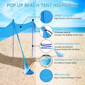 Tenda Pop-up Leggera Istantanea con Una Camera da Letto per <span class=keywords><strong>Campeggio</strong></span> Estivo in Spiaggia - Product Image 2