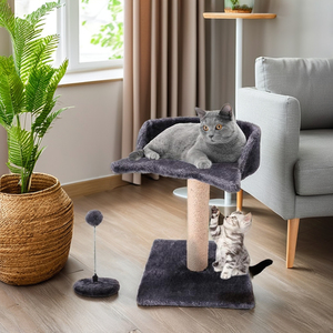 Colonne à gratter en sisal naturel plateforme en peluche <span class=keywords><strong>chaton</strong></span> chat jouet interactif grand cadeau animaux suspendus jouet balle chat colonne à gratter - Product Image 5
