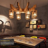 Lampu Gantung Kayu Desain Retro Gaya Industrial Amerika Ukuran Sedang Dapat Diredupkan Ramah Mata untuk Restoran Bar Kedai Kopi