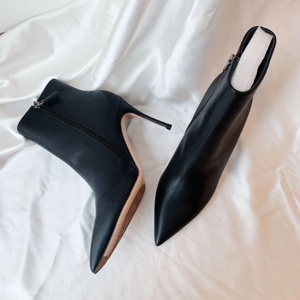Femmes classique <span class=keywords><strong>noir</strong></span> bottines talons hauts imperméable automne hiver chaussures en cuir Simple Western <span class=keywords><strong>Chelsea</strong></span> Design <span class=keywords><strong>daim</strong></span> caoutchouc - Product Image 3