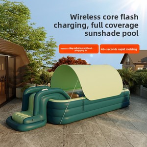 <span class=keywords><strong>Piscine</strong></span> gonflable automatique en PVC pour enfants avec toboggan, auvent épais, structure de jeu intérieure et recharge sans fil - Product Image 5