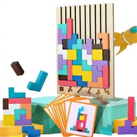 MILI Mainan Balok Bangunan Geometris 3D Kayu Permainan Otak Tangram Susun Vertikal Edukatif Montessori untuk Anak-anak