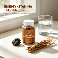 Gummies de Shilajit et Ashwagandha OEM ODM Marque Privée Vente en Gros Extrait de l'Himalaya Mélange Énergétique Absorption Rapide pour la Perte de Poids