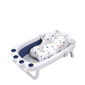 Baignoire pliable et extensible pour enfants, baignoire portable pour bébé avec coussin, 0-12 mois, bleu et rose - Product Image 5