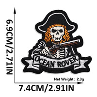 Patchs brodés à thermocoller style rétro sombre, nautique, viking, barbares, pirates des Caraïbes, crânes pour moto et punk