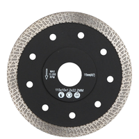 Mata Gergaji Berlian Turbo Mesh Super Tipis 115mm 4.5 Inch untuk Memotong Keramik dan Porselen, Cakram Pemotong Tekan Panas, Tahan Aus