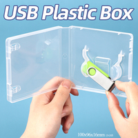 SUNSHING Kotak Penyimpanan Flashdisk Ukuran Kecil Terlaris, Portabel dan Ringkas, Kotak Flashdisk USB Transparan 100x96x16mm, Kotak Plastik USB