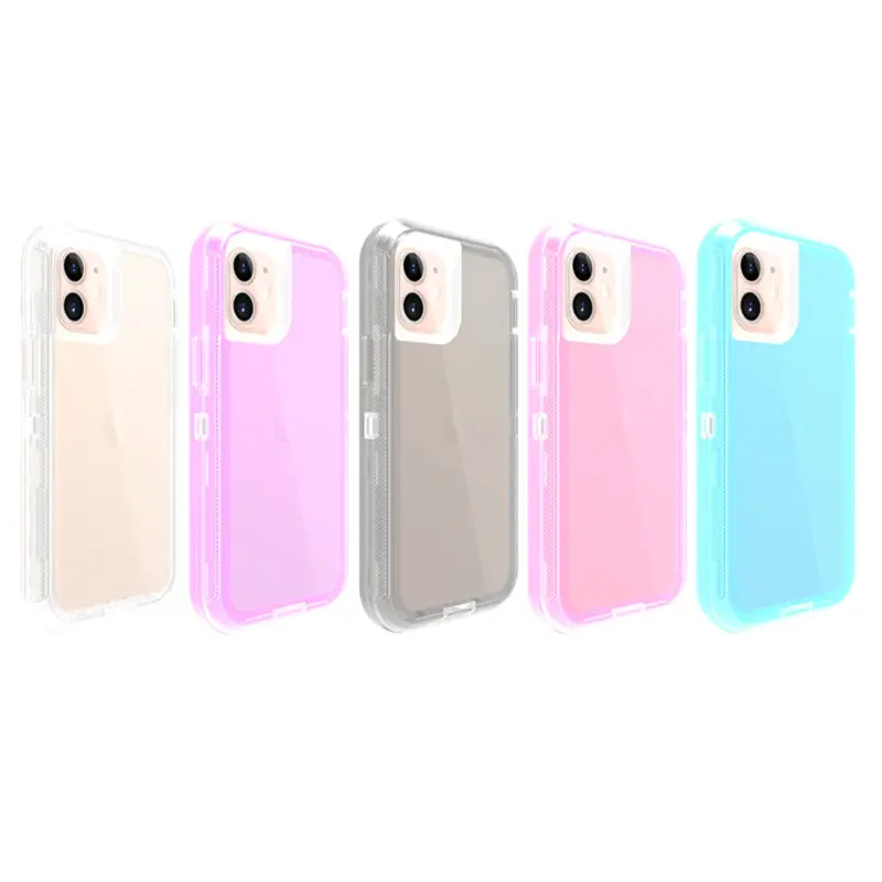 Transparent defender robot cover Hard crystal clear case for iPhone,jelly phone case for iPhone 11 12 pro xs max
