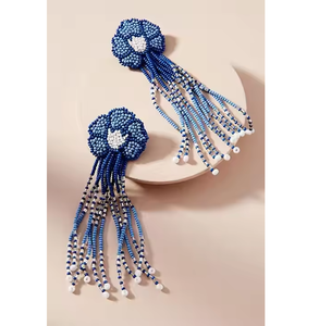 Pendientes Largos con Borlas y Cuentas en Forma de Flor, Joyería de Moda Hecha a Mano para Mujer, Diseño de Tendencia - Product Image 1