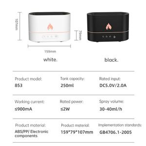 250ml Portable Ultrasonic Humidifier 3D Flame Volcano Light Aromatherapy <b>Diffuser</b> Electric Air Essential Oil Car Use - Product Image 4
