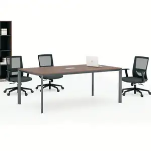 Современная маленькая офисная мебель на 6, 8, 10 человек, коричневый деревянный стол для встреч, дизайнерский стол для конференций