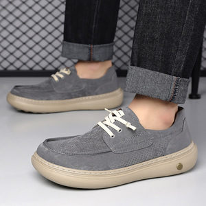 Men's Summer Canvas Breathable Lace-up Casual Shoes Round Toe <b>EVA</b> Sole Solid Color - Product Image 2