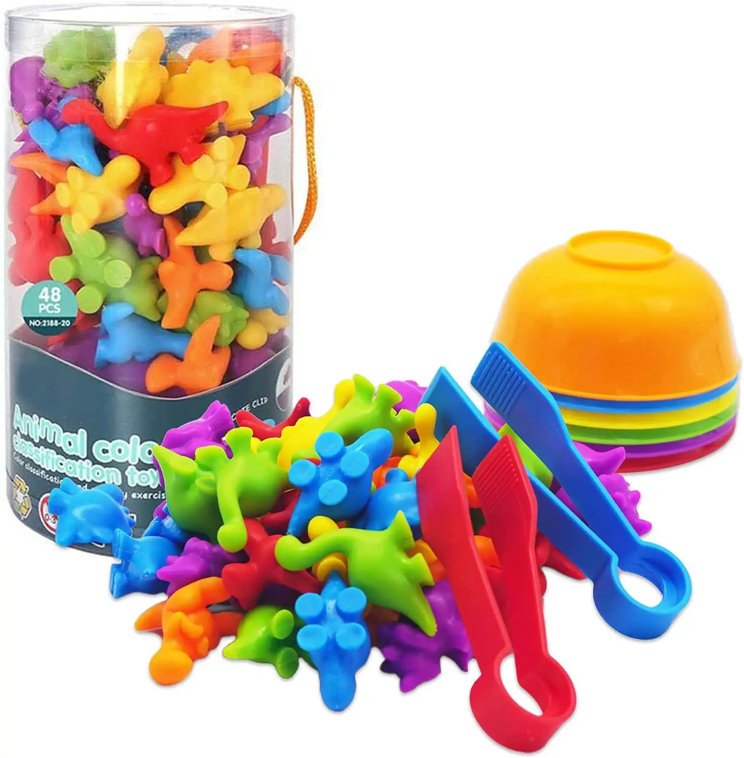 Conteggio del gioco di abbinamento dei dinosauri con tazze di smistamento classificazione dei colori giocattoli di allenamento sensoriale giocattoli educativi per l'apprendimento Set regalo