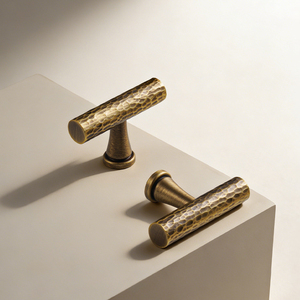 DOOROOM Solid H59 Brass Cabinet <strong>Door</strong> Handles Vintage Hammered Drawer Pulls for Furniture 96/128/160mm - Product Image 1