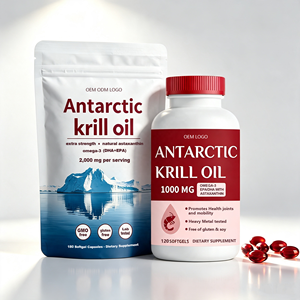 Capsules de Gel Doux d'Huile de Krill Antarctique 1000mg avec Logo OEM, Huile de Poisson Oméga 3 DHA EPA pour les Articulations et la Santé Cardiovasculaire - Product Image 1
