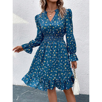 Robe Midi Chic et Élégante à Motifs Floraux pour Femme, Longueur Genou Naturelle, Tenue Décontractée Printemps-Été pour Rendez-vous – Personnalisation OEM/ODM