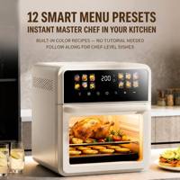 Four à Friture Sans Huile Grande Capacité 12 Menus Prédéfinis Cuisson Vapeur Rôtissage Friture Cuisson Tout-en-un 200°C Écran Tactile Fenêtre Visuelle Appareil de Cuisson Familial