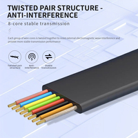 Cable Plano de Consola USB 2.0 a RJ45 8P8C con Chip PL2303 Azul RS232 para Routers, Switches y Equipos de Red 1.8m/6 pies