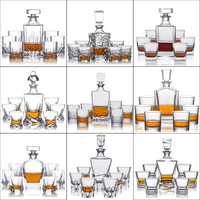 Juego de 7 Decantadores de Whisky de Cristal Únicos con 6 Vasos Old Fashioned para Whisky Escocés, Bourbon y Alcohol