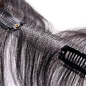 Toupet con Base in Pizzo, Parrucche in Capelli Umani Remy, <span class=keywords><strong>Frangia</strong></span> con Linea del Capelli, Parte Centrale, Extension Frontali con Fascia, Capelli Lisci - Product Image 3