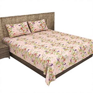 ผ้าปูที่นอนแบนคุณภาพพรีเมียมพิมพ์ลายด้วยมือแบบอินเดีย HEAVENBIRDS พร้อมปลอกหมอน 2 ใบ 300 เส้นด้าย เป็นมิตรกับสิ่งแวดล้อม - Product Image 1