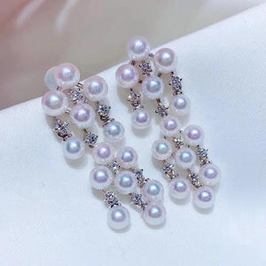 Boucles d'oreilles en argent S925 à faire soi-même, accessoires en perles, crochets d'oreille à plusieurs perles avec perles de 4-5 mm, support creux 21219 - Product Image 3