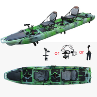 Kayak à pédales électrique Viking, 14 pieds, en HDPE, 3 sections, tandem modulaire, bateau pour 2 personnes, résistant à l'eau, écologique, pour lac