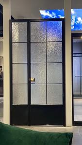 Puertas interiores <span class=keywords><strong>de</strong></span> vidrio estriado Puertas <span class=keywords><strong>de</strong></span> metal <span class=keywords><strong>de</strong></span> acero <span class=keywords><strong>de</strong></span> estilo francés Interior con luces laterales estrechas Puertas modernas Interior - Product Image 3