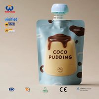 Sachets souples personnalisés en aluminium avec bec verseur pour jus de fruits, emballage durable à fond plat pour boissons