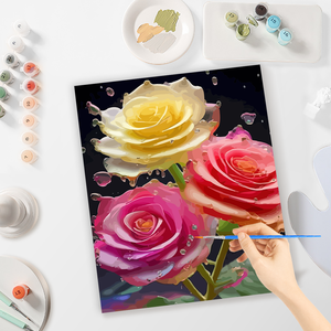 Peinture <span class=keywords><strong>acrylique</strong></span> par numéros Kits bricolage décors à la maison cadeaux pour adultes 40x50cm/16x20 pouces paysage <span class=keywords><strong>fleurs</strong></span> Style européen imprimé <span class=keywords><strong>toile</strong></span> - Product Image 4