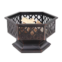 Table de foyer extérieur autoportante rectangulaire moderne en acier Corten, écologique, pour brûler du bois, avec grille de cuisson, en béton et laine, pour le camping