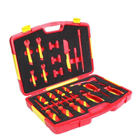 Jeu de 25 outils G2030008 en acier spécial isolé VDE 1000V pour électricien, comprenant des pinces, des clés à fourche et des douilles hexagonales, avec étui rigide