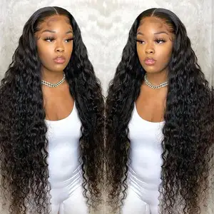 Wxjlonghair Virgin Hair Natural Water Wave Lace Frontal Wig 360 HD Transparent Full Lace Wig Indian Human Hair Lace Front Wig