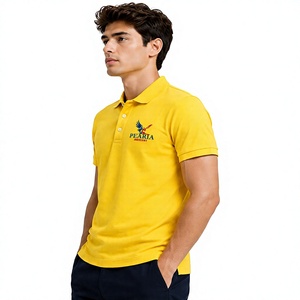 Camisa Amarilla de Manga Corta para Hombre, con Cuello, para Golf, Tenis, Uniforme Casual, 100% Poliéster, Secado Rápido, Logotipo Frontal - Product Image 3