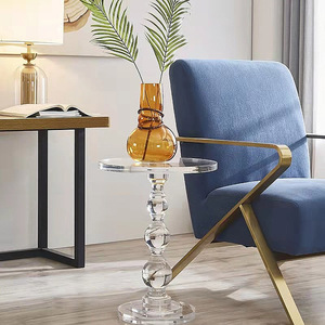 Bàn Trà Nhựa Resin Tròn Bằng Thủy Tinh Hiện Đại Bàn Bên Hông Bằng Acrylic Màu Đen Trong Suốt Bàn Cà Phê Ghế Sofa Cho Phòng Khách Đồ Nội Thất Phòng Ngủ - Product Image 2