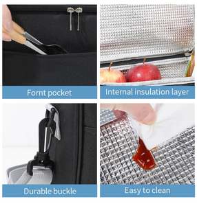 Custom Silk <b>Screen</b> Printed Promotional Aluminum Foil Women Kids Thermal Insulation Lunch Bag Zipper Closure <b>Folding</b> Design - Product Image 6