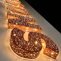 Enseigne lumineuse LED en lettres, ornée de strass irisés et de pierres précieuses, à reflets brillants et pailletés, attrape-regard, pour fêtes et mariages